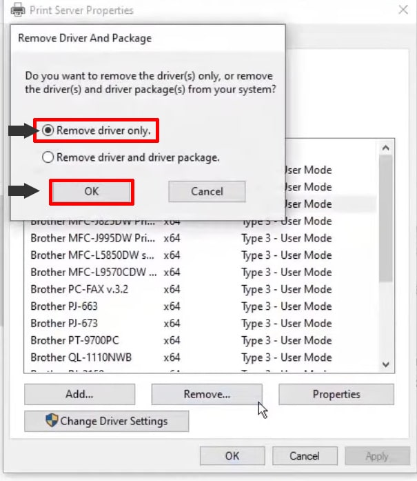 10 Select Remove Drivers Only then Click OK