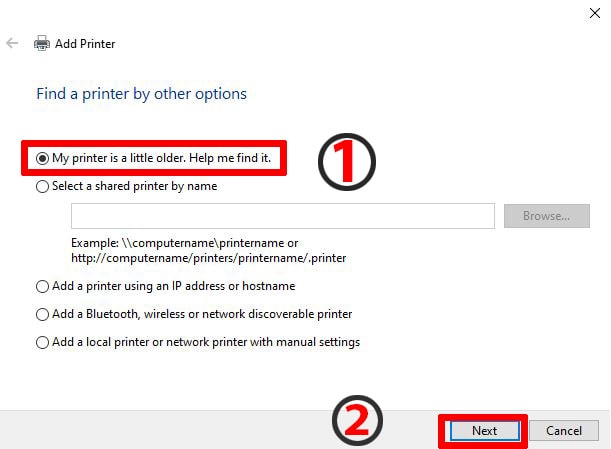 14. Select My printer is a little older and click Next