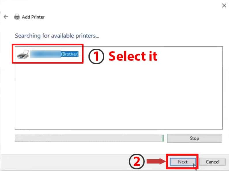 15. Select Offline Brother Printer, click Next