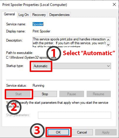 Start Print Spooler Service