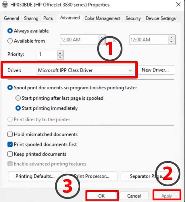 Change Driver Type from HP To Microsoft IPP Class Drivers