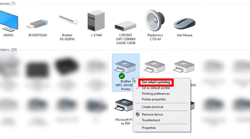 Step-3 Right click on Offline Brother Printer