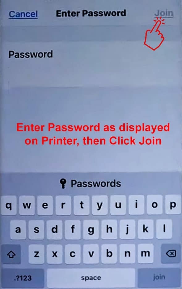 Enter The Network Password as displayed on the Printer display