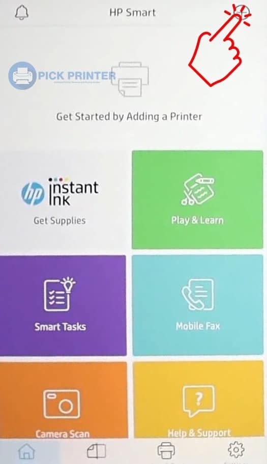 Click Plus icon on HP Smart App