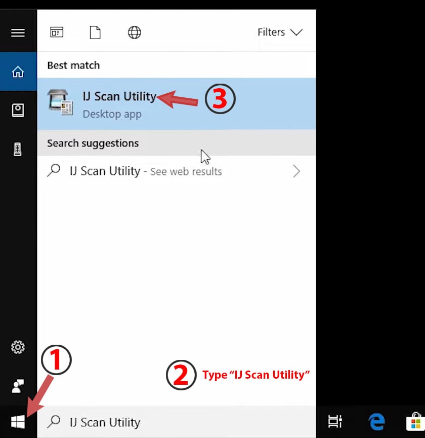 Open IJ Scan Utility Tool From Window Start Menu