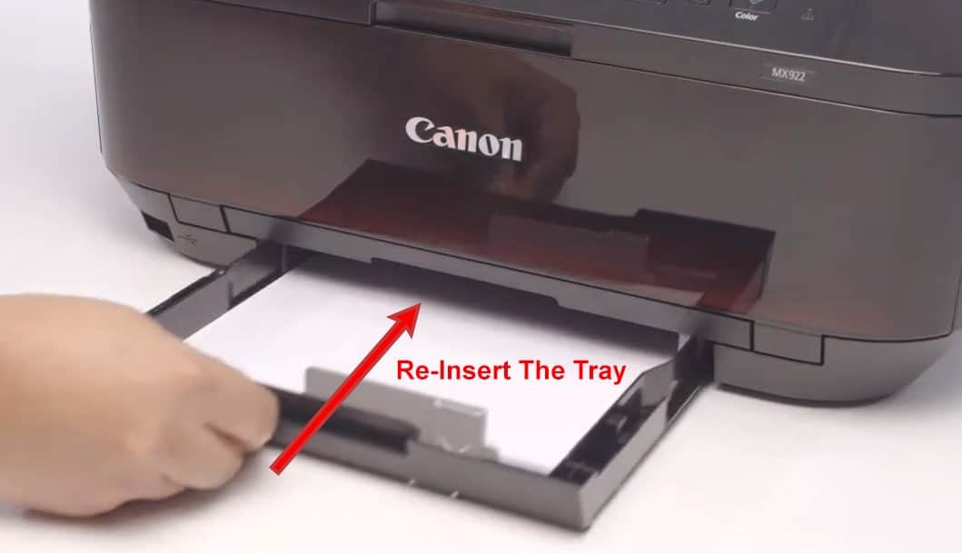 Reinsert The Paper Tray Into The Canon Pixma m922 Printer