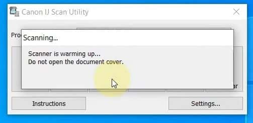 Scanner is warming up