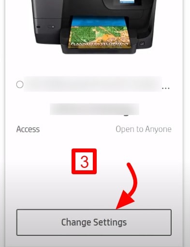 Step-3: click on Change Settings for the printer to remove