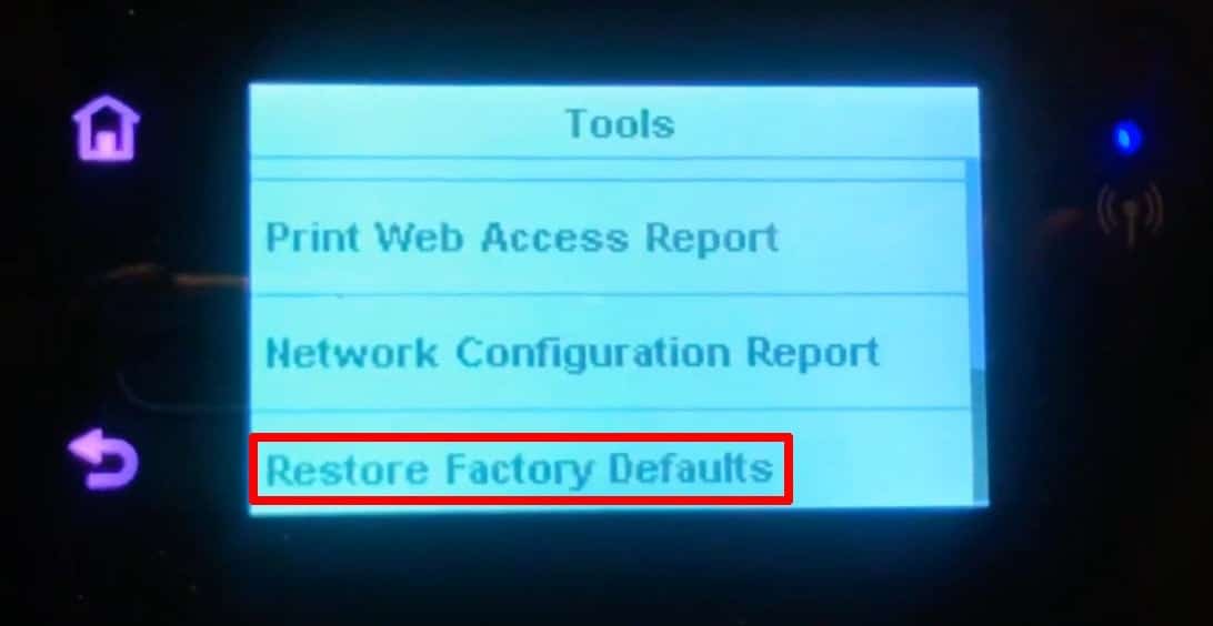 Select Restore Factory Defaults