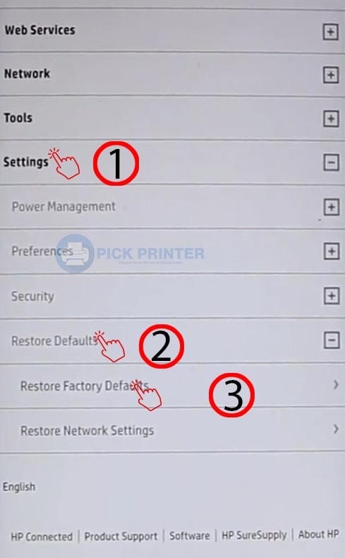 Select Restore Defaults Under Settings