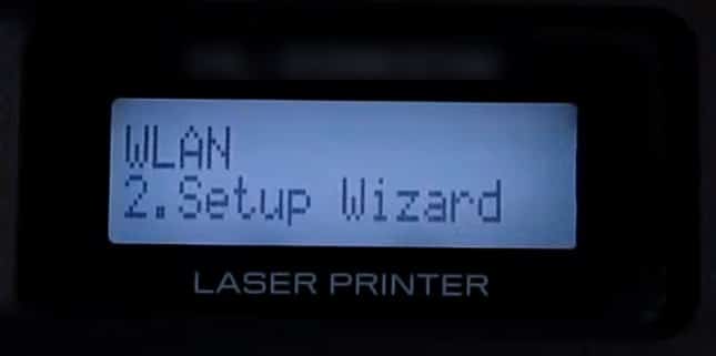 Select Setup Wizard from Printer Display