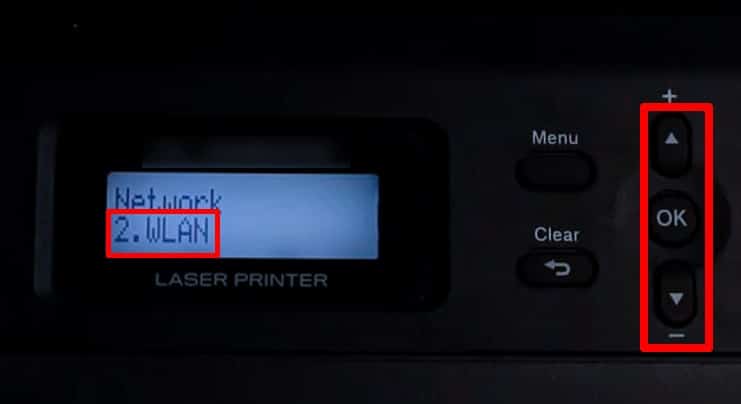 Navigate to WLAN on the printer display