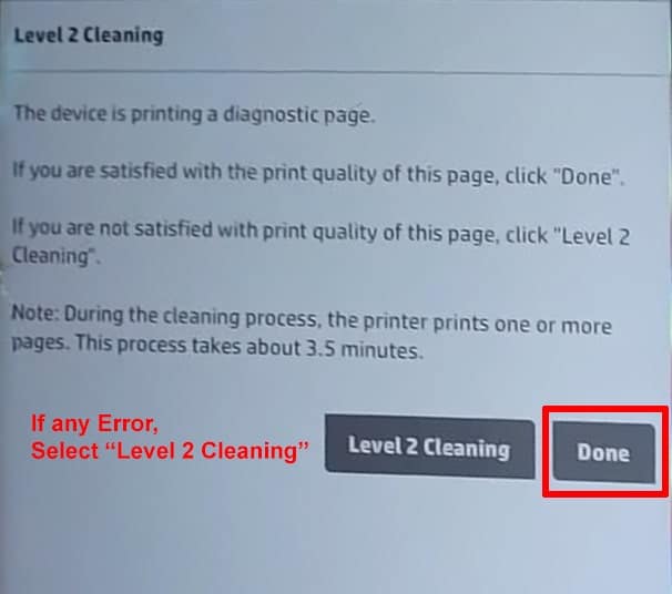 Select Done to finish the printhead cleaning process